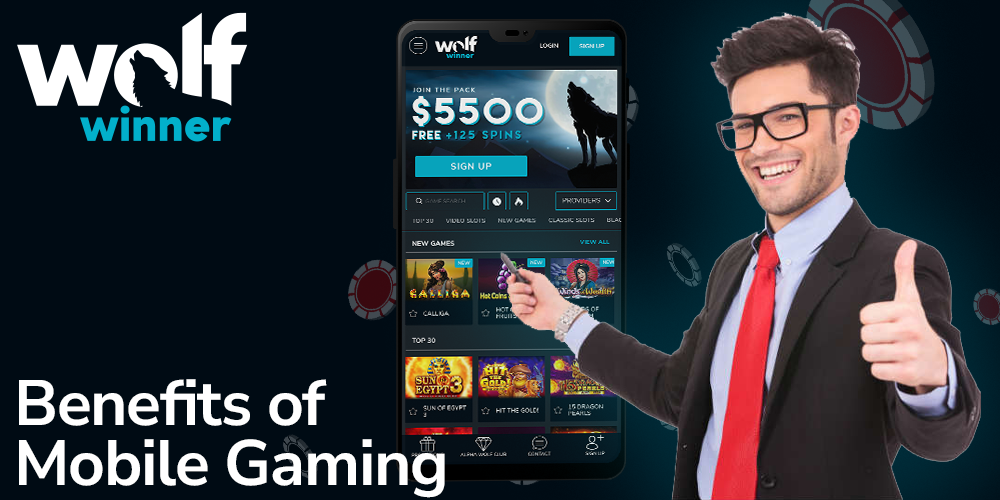 advantages of playing Wolf Winner casino games on a mobile device for Aussie