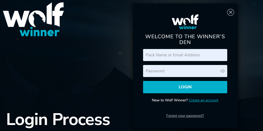 Step-by-step instructions for logging into the wolf winner casino